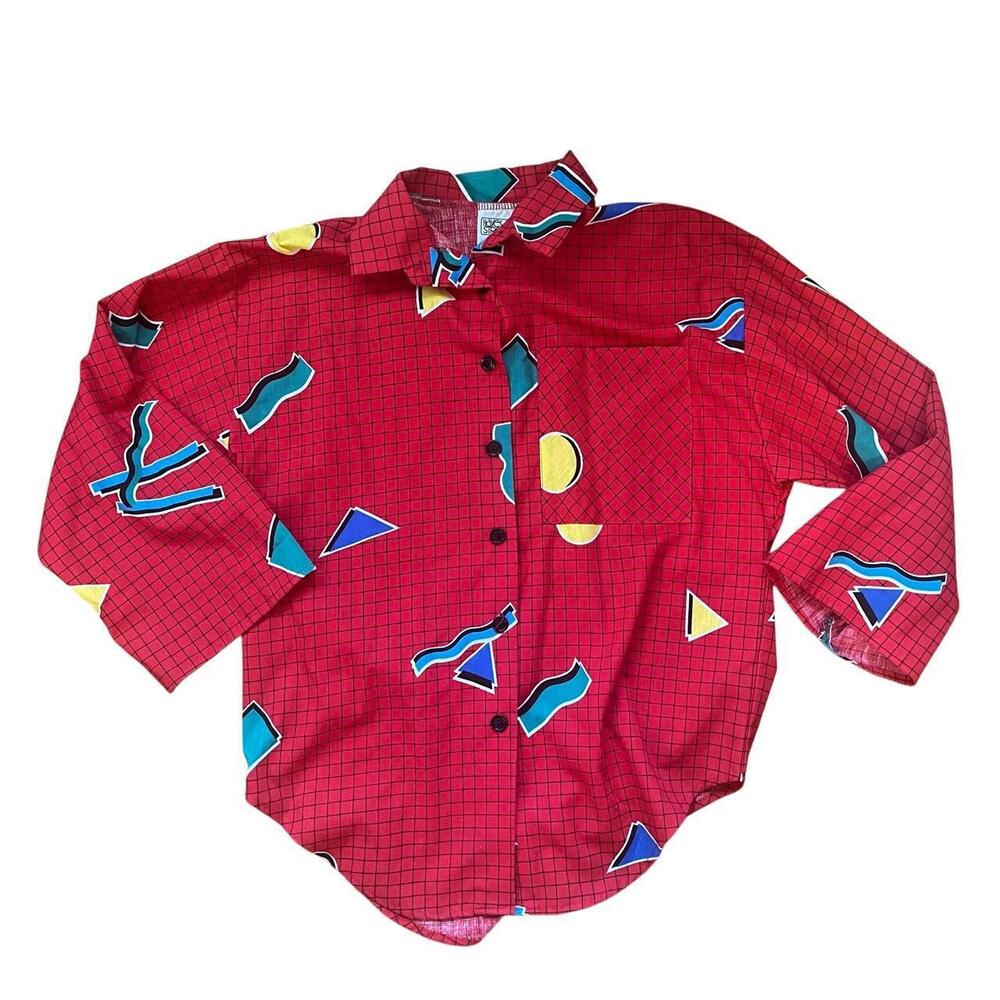 Geometric Saved by the Bell vintage 90's button up.